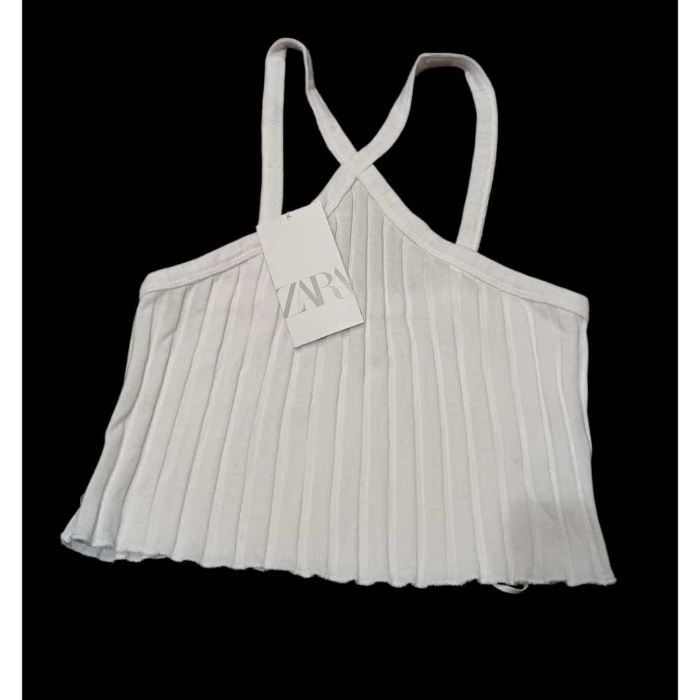 Zara Cream Pleated Camisole Top Sz S New
